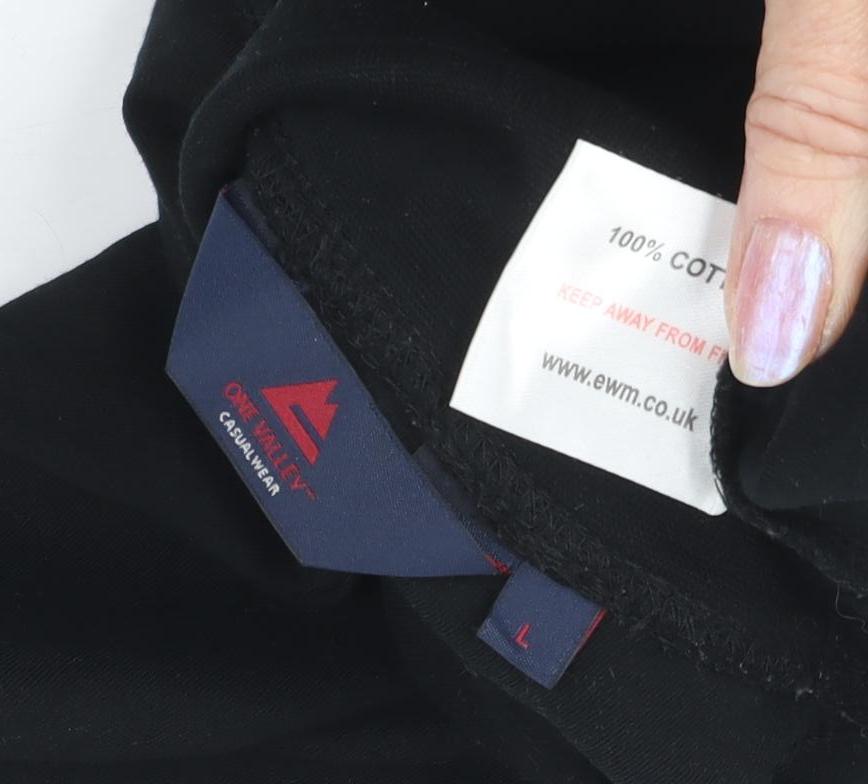 Glen Valley Men's Black Roll Neck Cotton Jumper L