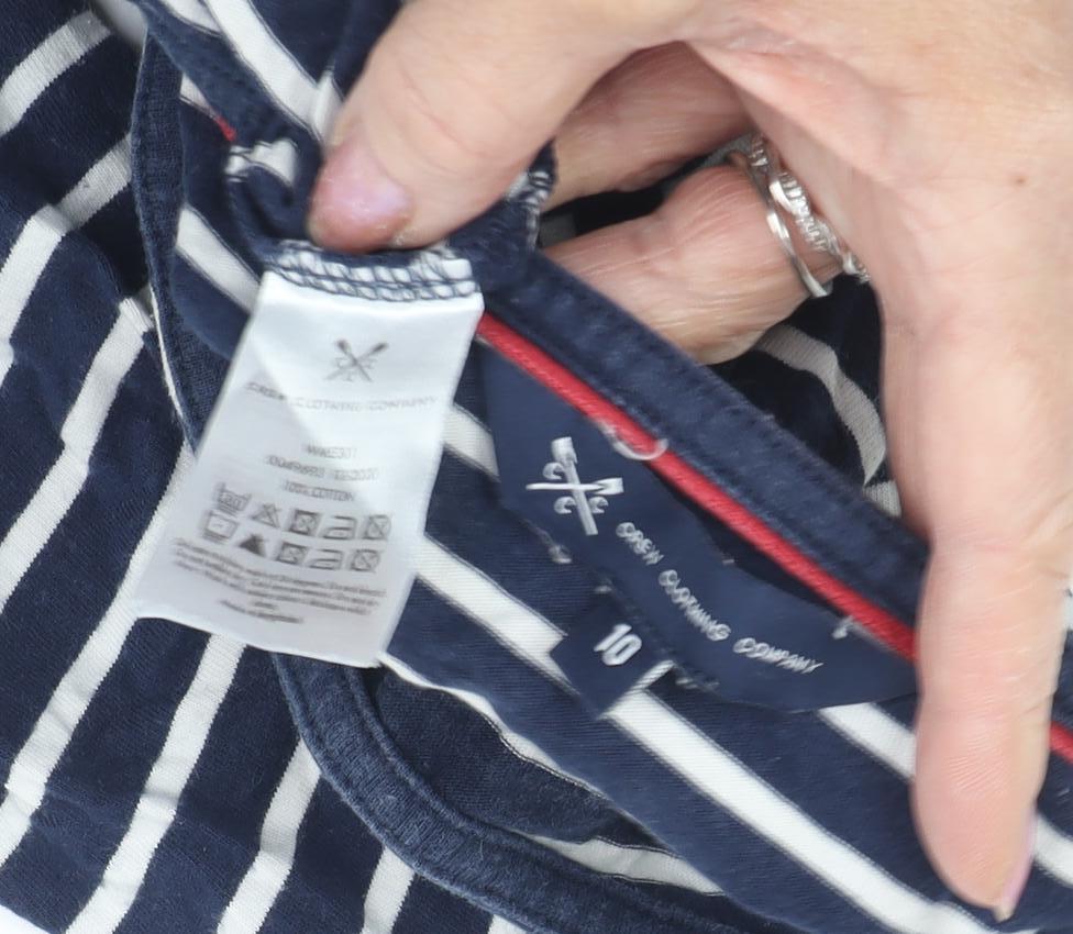 Crew Clothing Women’s Blue Striped T-Shirt Size 10