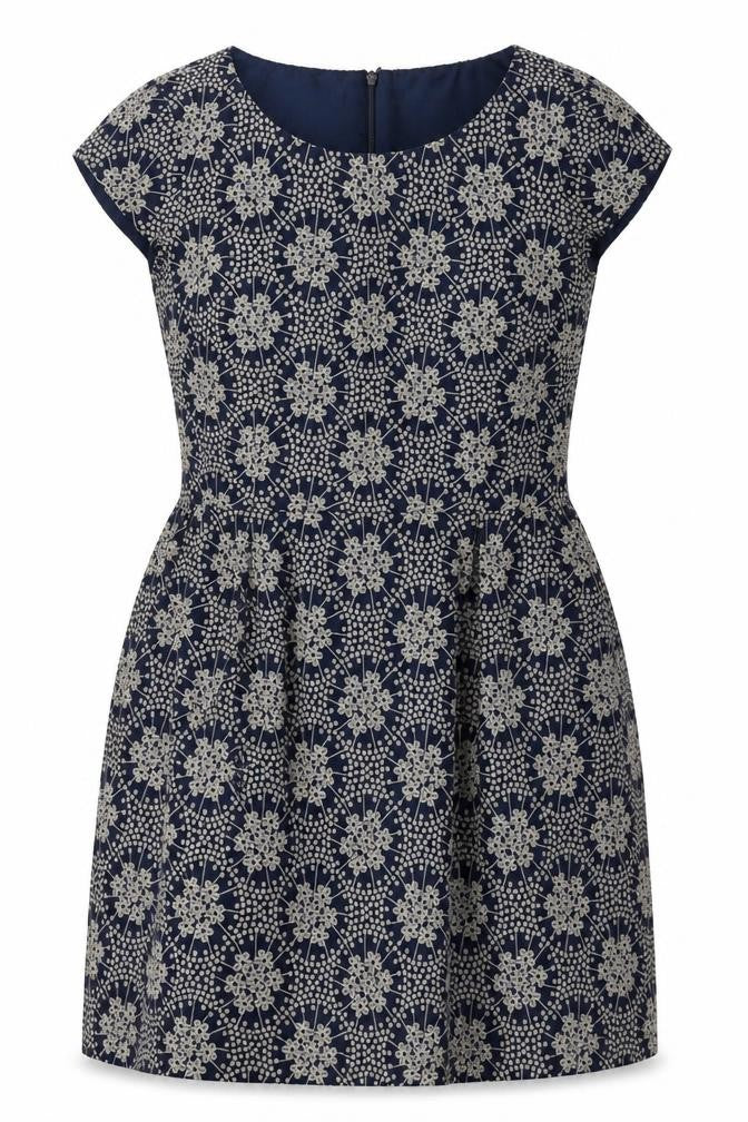 Front view of Per Una Women's Blue Shift Dress, size 10, Short Sleeve
