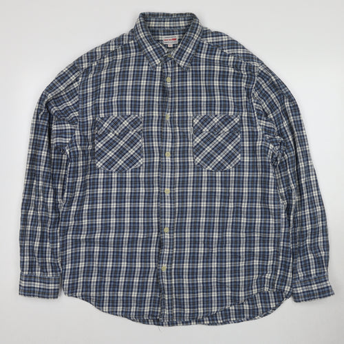 Levi's Men's Blue Plaid Button-Up Shirt, Size L