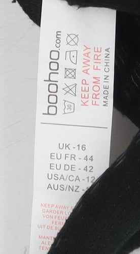 Boohoo Women's Blue Paisley Long Sleeve Dress, Size 16