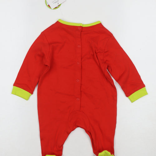 Unisex Red The Grinch 3-6 Months Christmas Babygrow