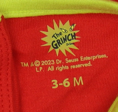 Unisex Red The Grinch 3-6 Months Christmas Babygrow