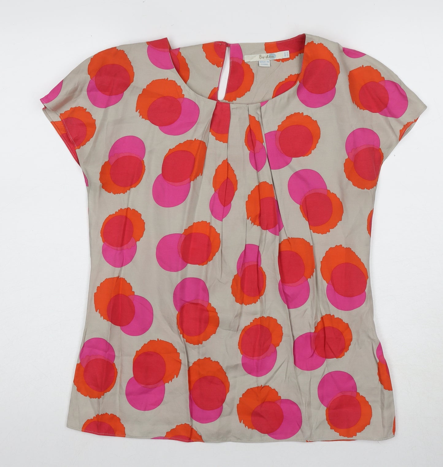 Boden Women's Beige Polka Dot Silk Blouse Size 8