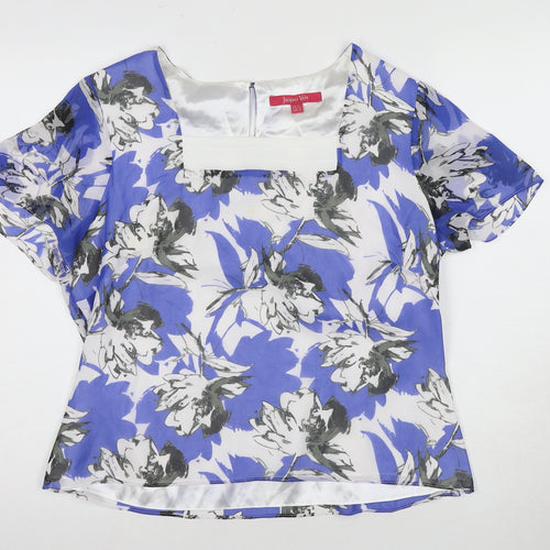 Jacques Vert Women's Floral Blouse, Square Neck, Size 14