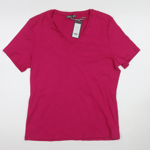 Laura Ashley Women's Pink V-Neck T-Shirt Size 16