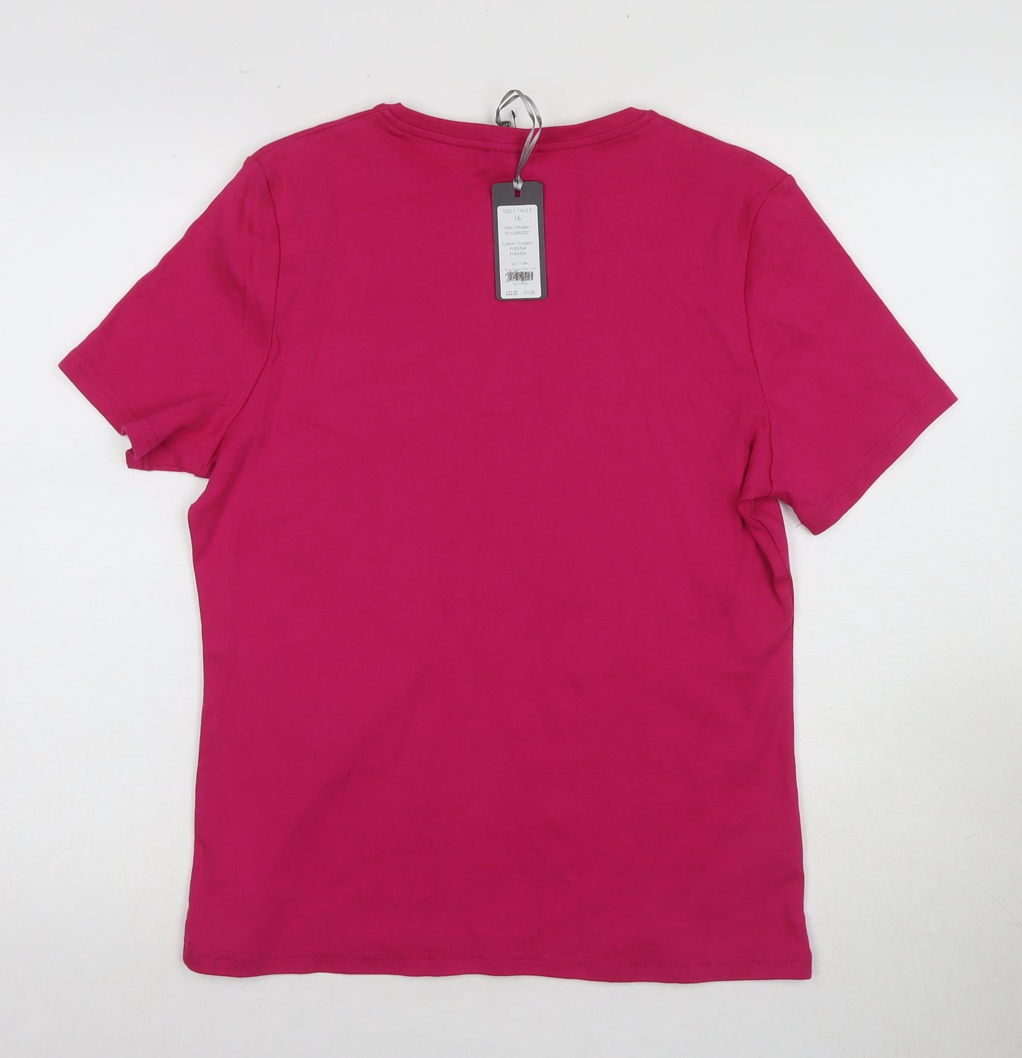 Laura Ashley Women's Pink V-Neck T-Shirt Size 16
