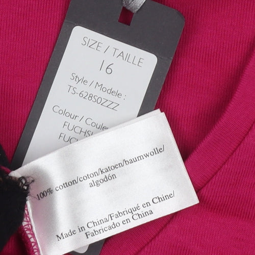 Laura Ashley Women's Pink V-Neck T-Shirt Size 16