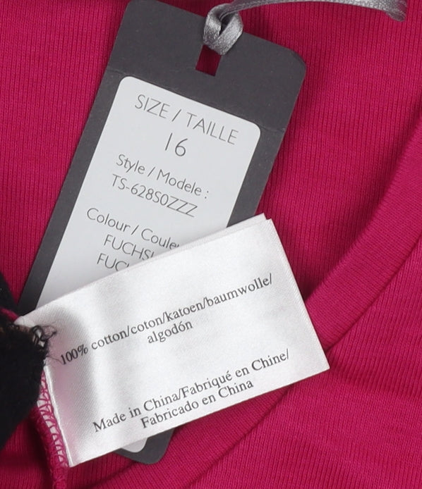 Laura Ashley Women's Pink V-Neck T-Shirt Size 16