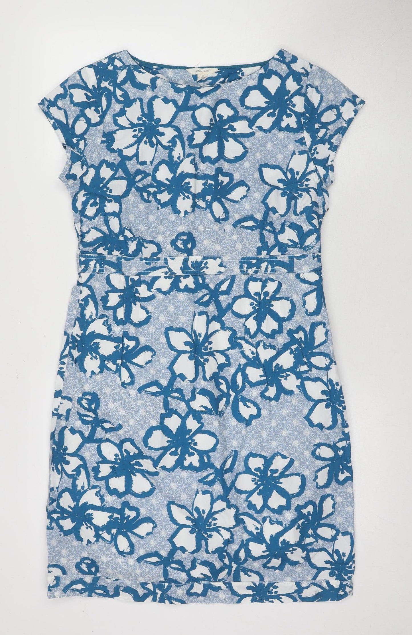 White Stuff Women's Blue Floral Cotton Dress Size 14