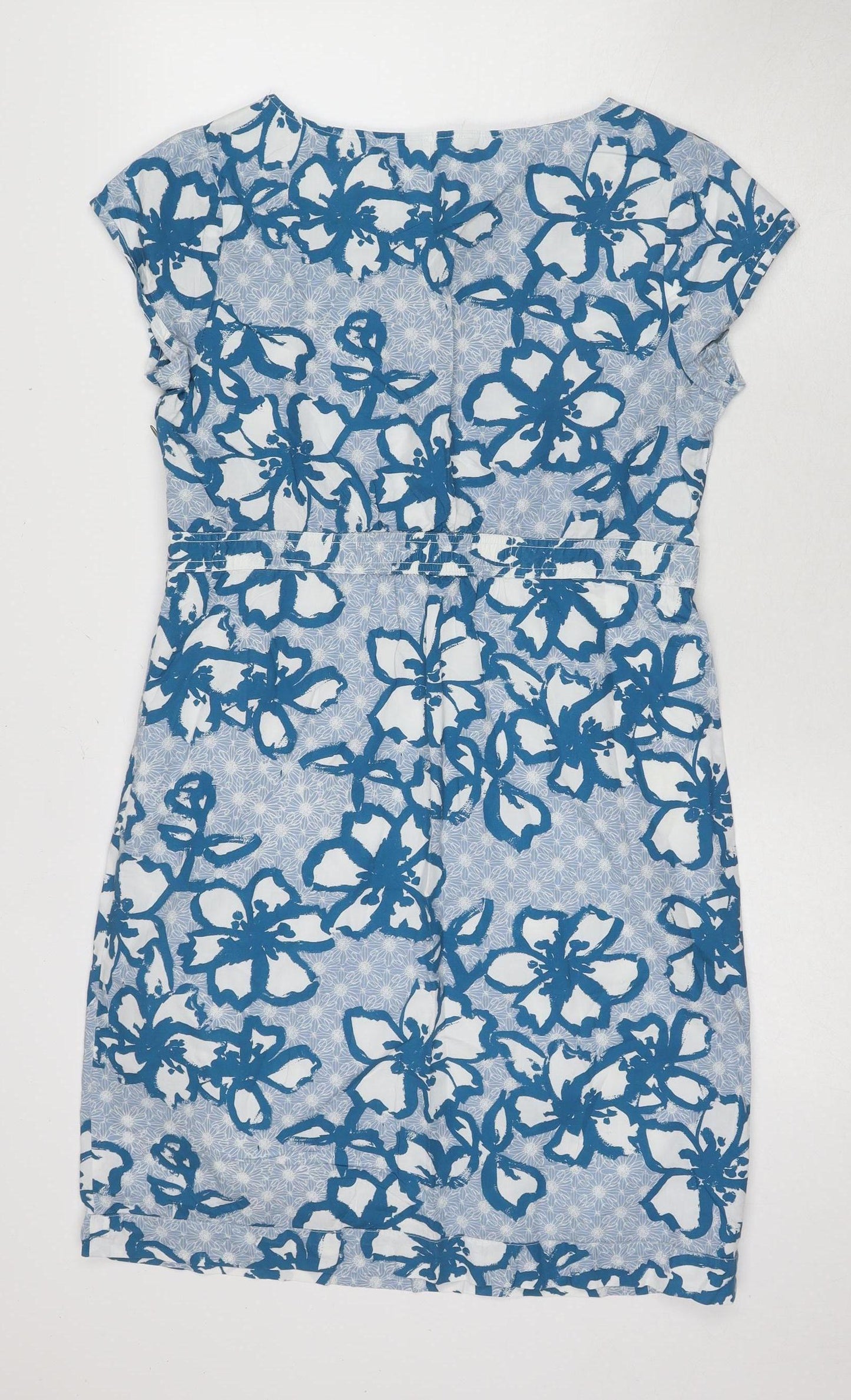 White Stuff Women's Blue Floral Cotton Dress Size 14
