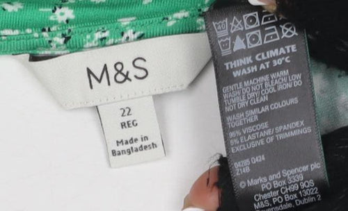 Marks and Spencer Green Floral Shift Dress Size 22