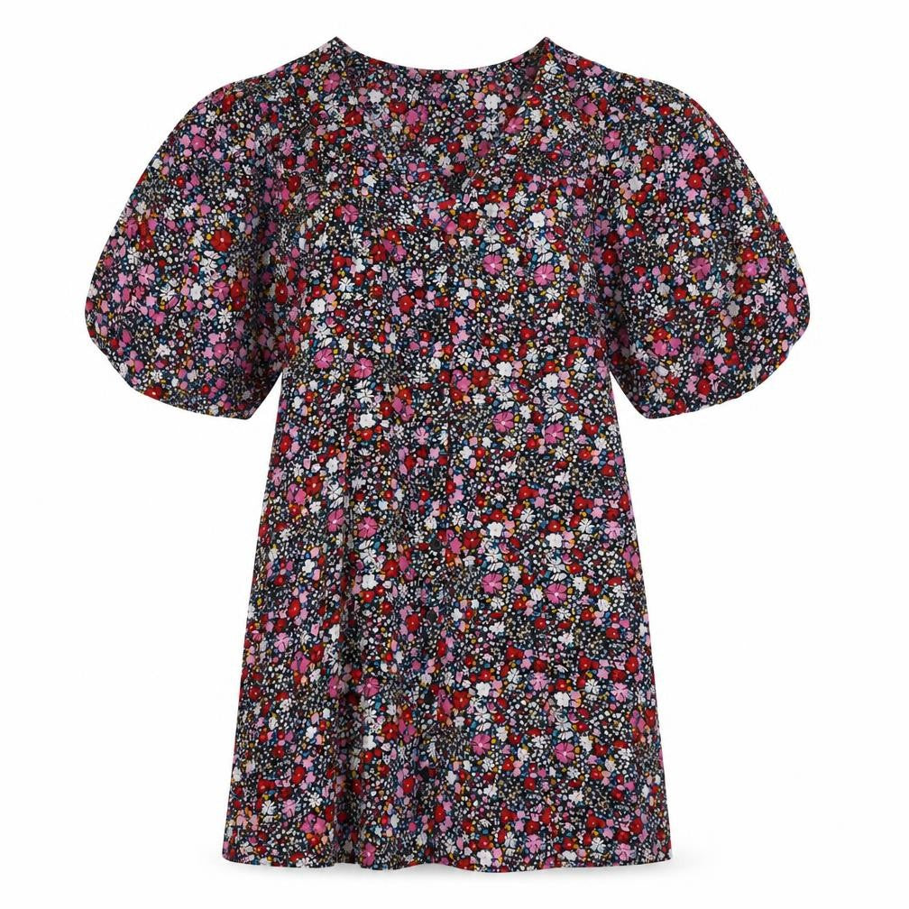 Front view of JayLey Women's Floral Puff Sleeve Shift Dress, size 14