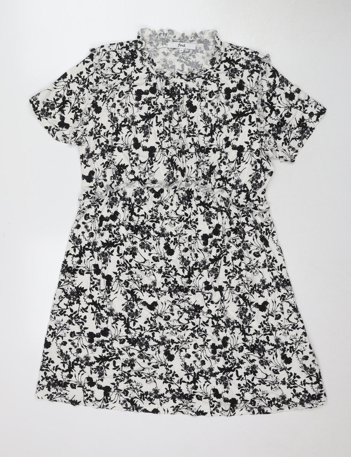 Find Women's Floral Mini Dress Black/White M