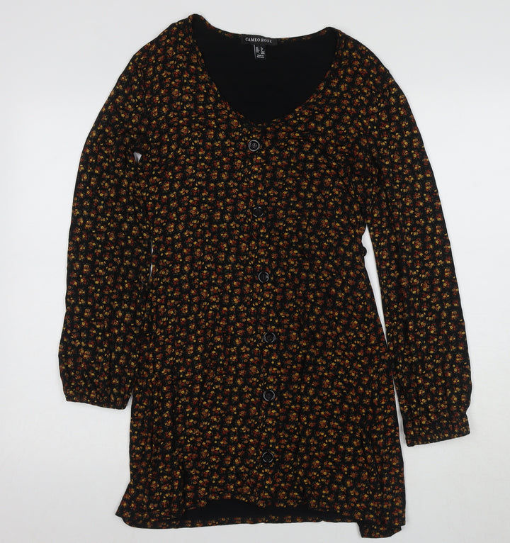 Cameo Rose Women's Black Floral Shirt Dress 8