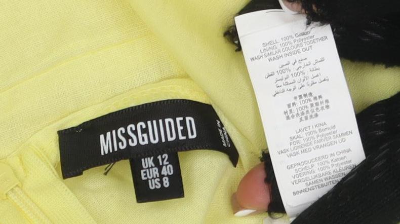 Missguided Women's Yellow A-Line Dress Size 12
