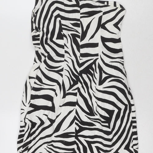 Rise Women's Black & White Animal Print Strapless Dress, Size 10