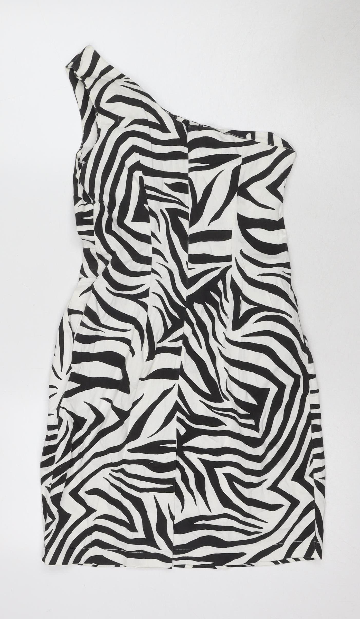Rise Women's Black & White Animal Print Strapless Dress, Size 10