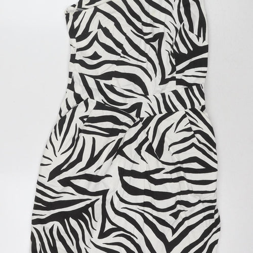 Rise Women's Black & White Animal Print Strapless Dress, Size 10