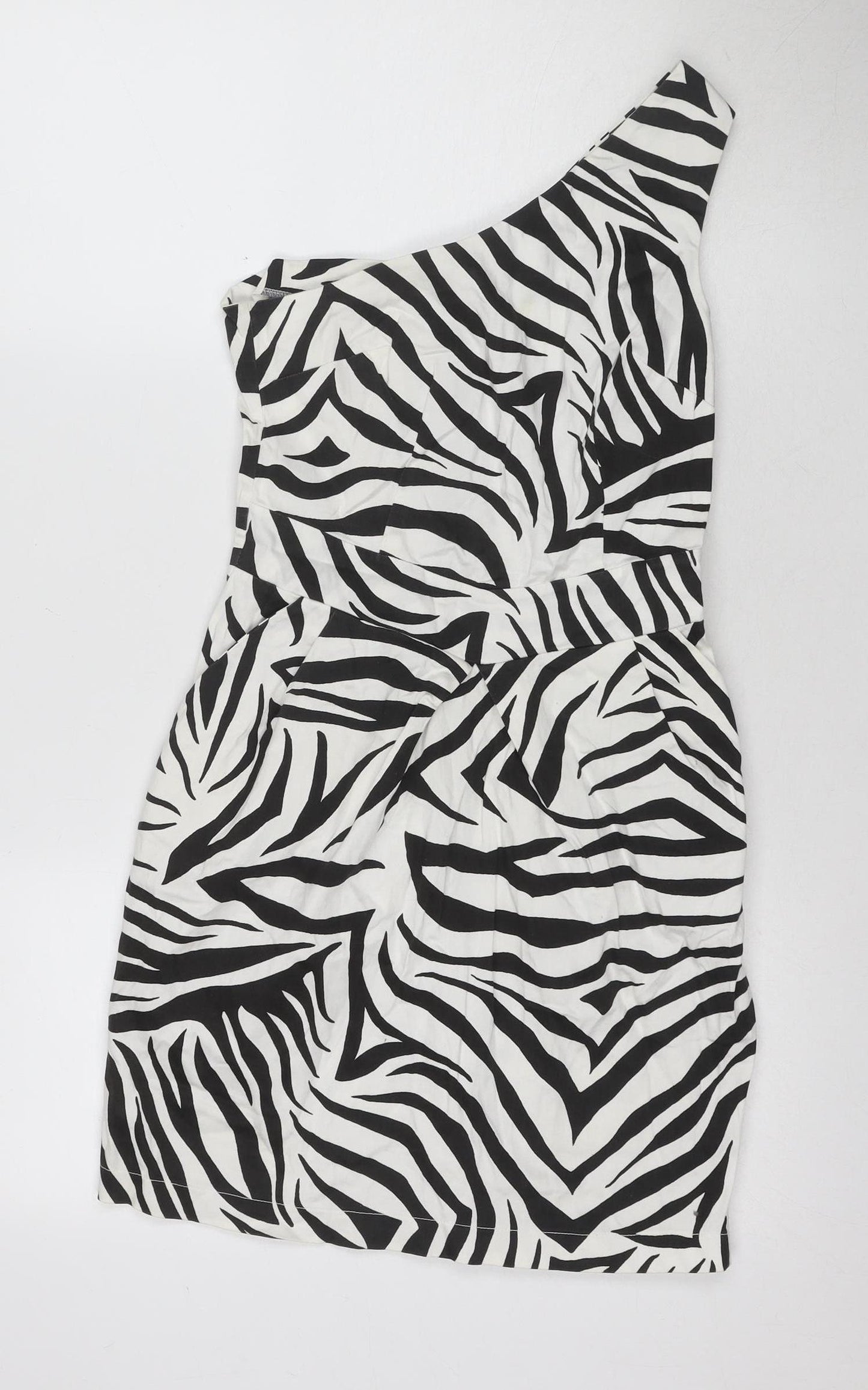 Rise Women's Black & White Animal Print Strapless Dress, Size 10