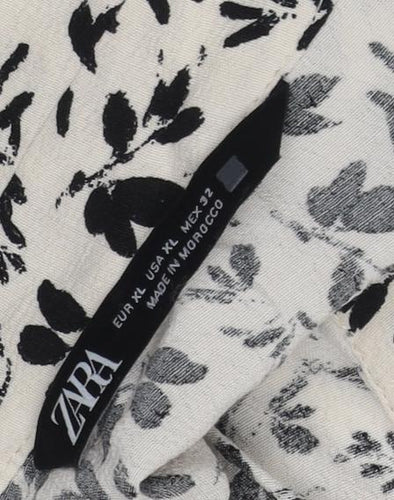Zara Women's Black Floral Shirt Dress Size 14