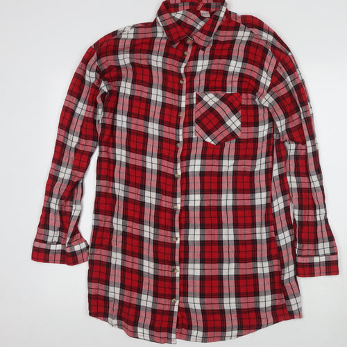 H&M Women’s Red Plaid Button-Up Shirt Size 6