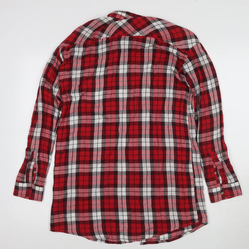 H&M Women’s Red Plaid Button-Up Shirt Size 6