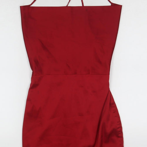 Oh Polly Womens Red Bodycon Dress UK 6 Spaghetti Straps
