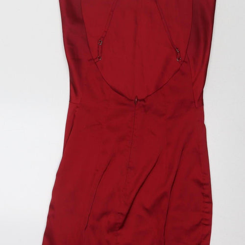 Oh Polly Womens Red Bodycon Dress UK 6 Spaghetti Straps