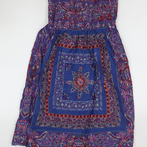 New Look Women's Blue Paisley Bandeau Dress Size 10