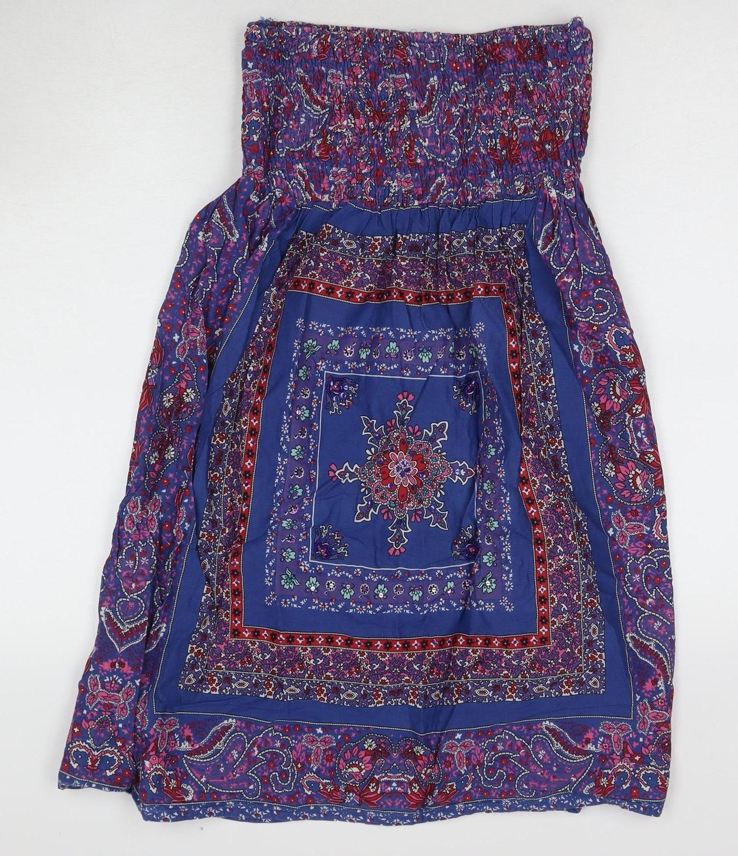 New Look Women's Blue Paisley Bandeau Dress Size 10