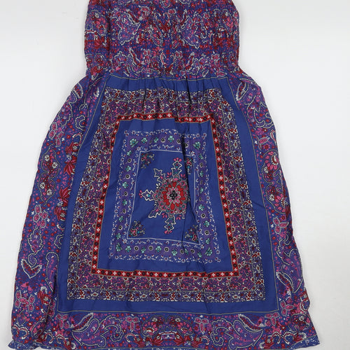 New Look Women's Blue Paisley Bandeau Dress Size 10