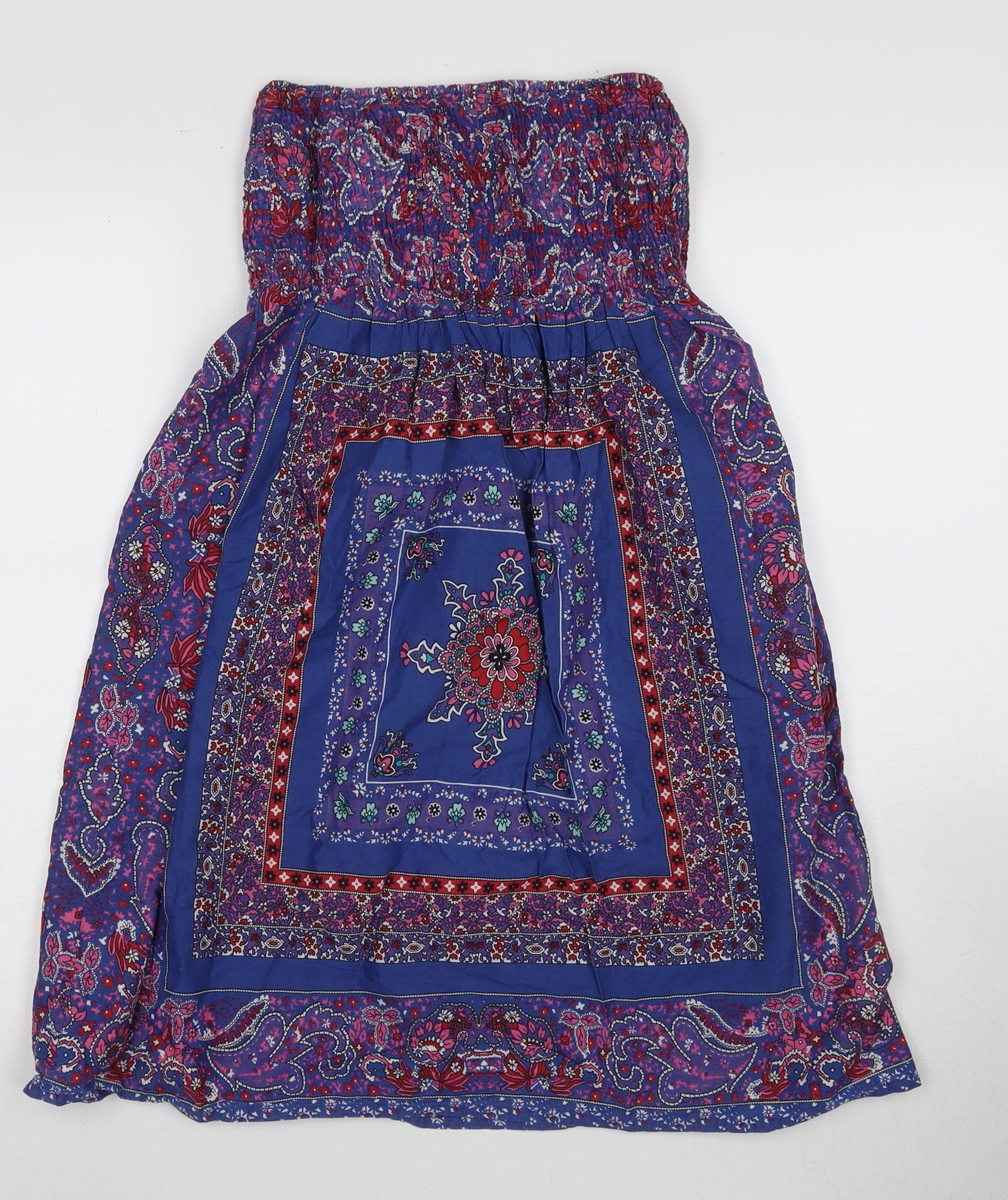 New Look Women's Blue Paisley Bandeau Dress Size 10