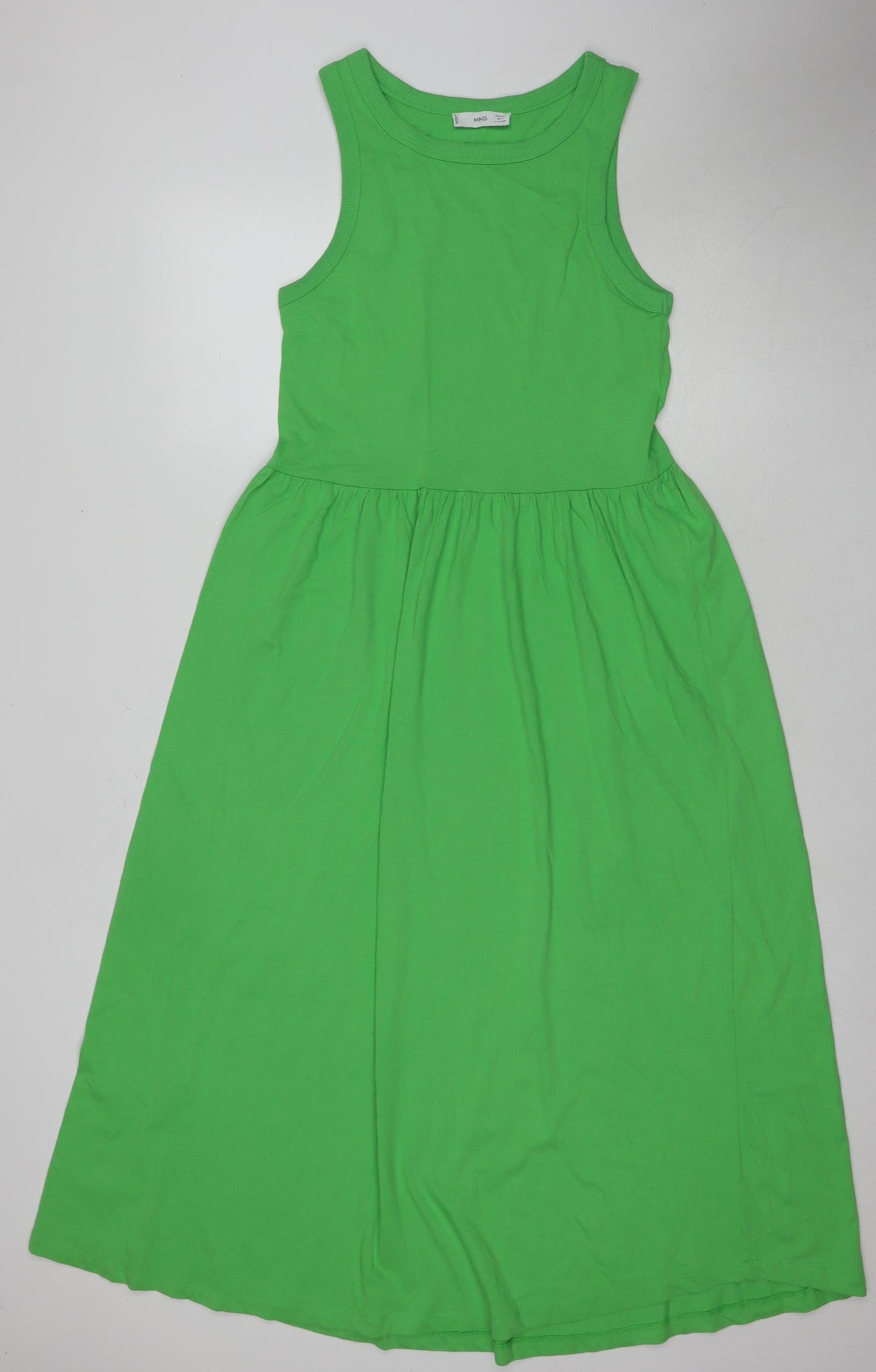 MNG Women's Green A-Line Sleeveless Dress