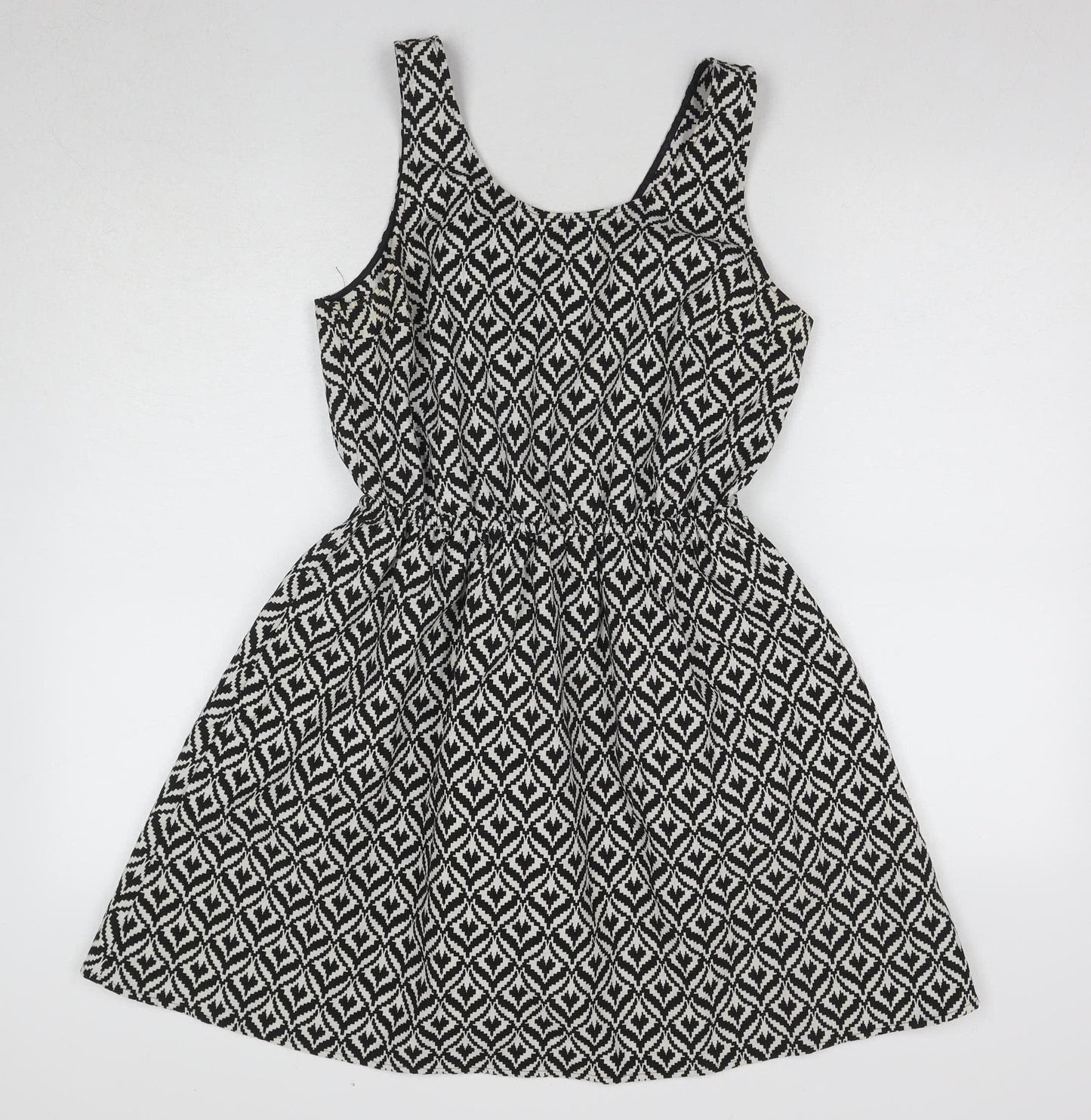 Divided Women's Black Geometric A-Line Dress Size 14