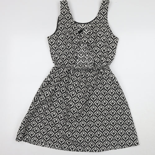 Divided Women's Black Geometric A-Line Dress Size 14