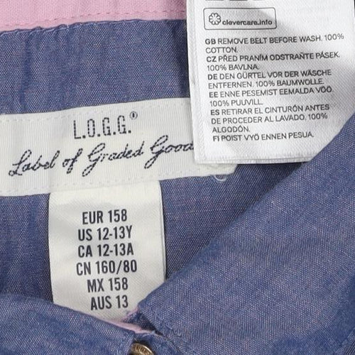 L.O.G.G. Girls Blue Midi Shirt Dress Cotton 12-13Y Casual