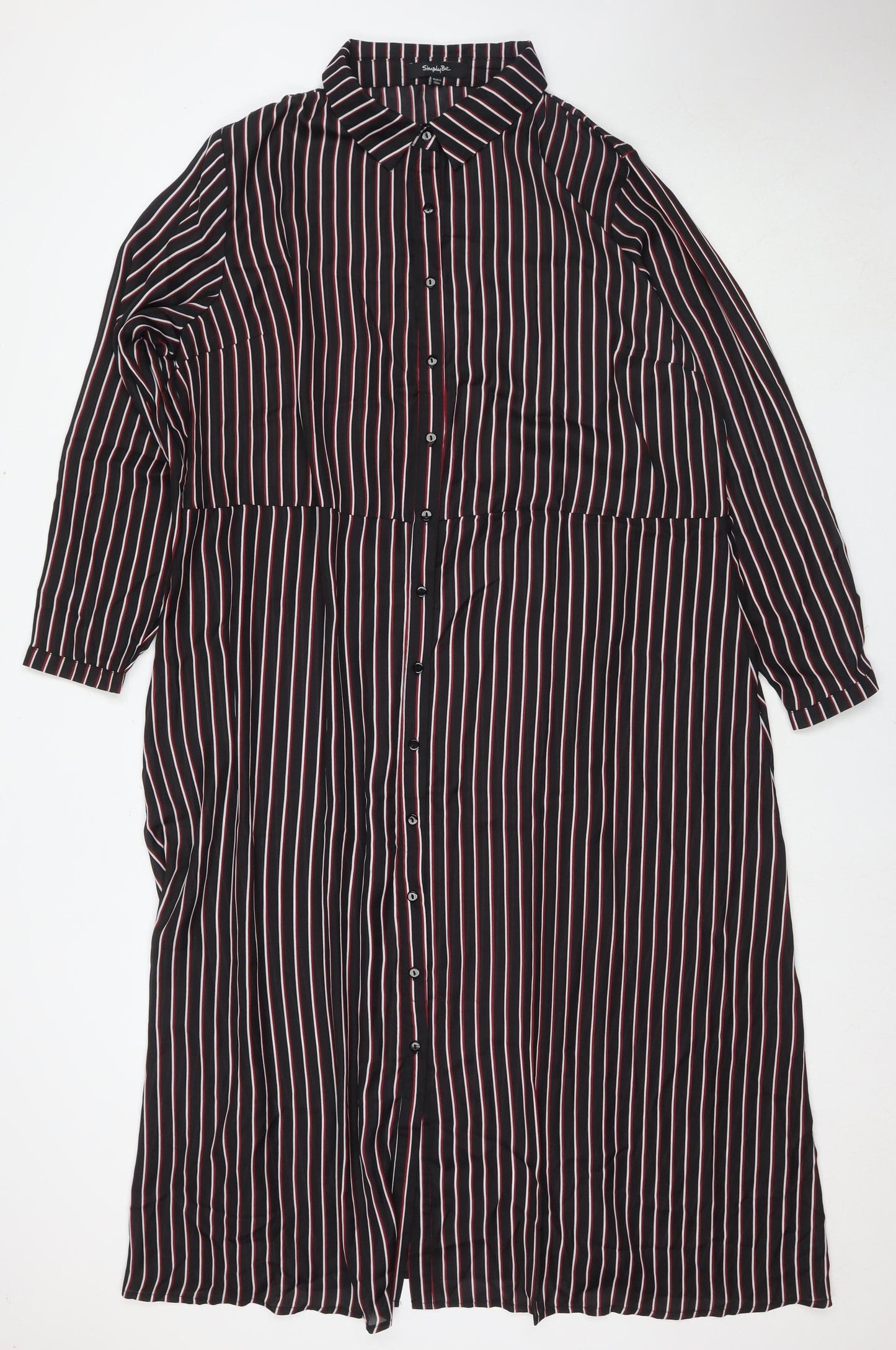 Simply Be Women's Plus Size Striped Shirt Dress