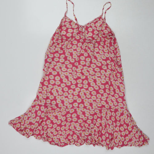 Pieces Women's Pink Floral Slip Dress M