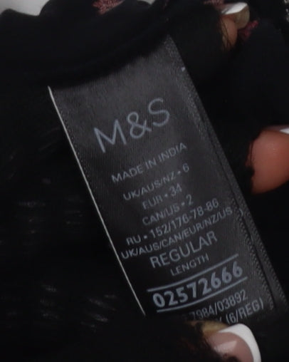 Marks and Spencer Women's Black Floral A-Line Midi Dress