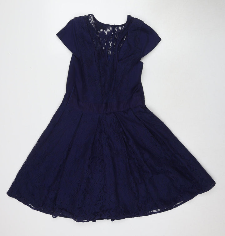 Warehouse Women Blue A-Line Dress, Size 12, Party-Ready