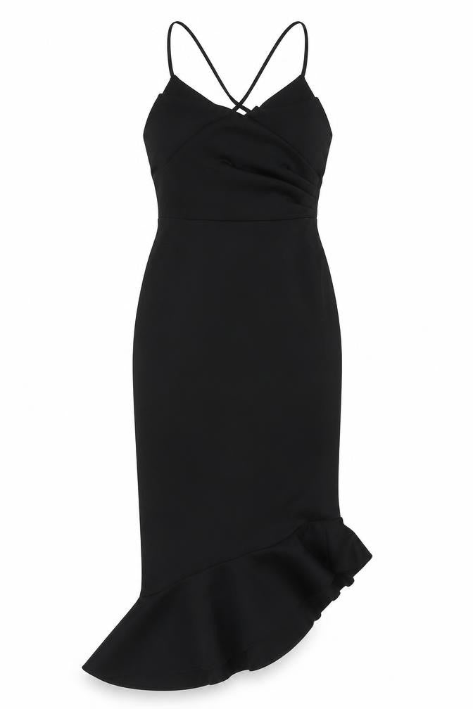ASOS Women's Black Mermaid Midi Dress - Size 6