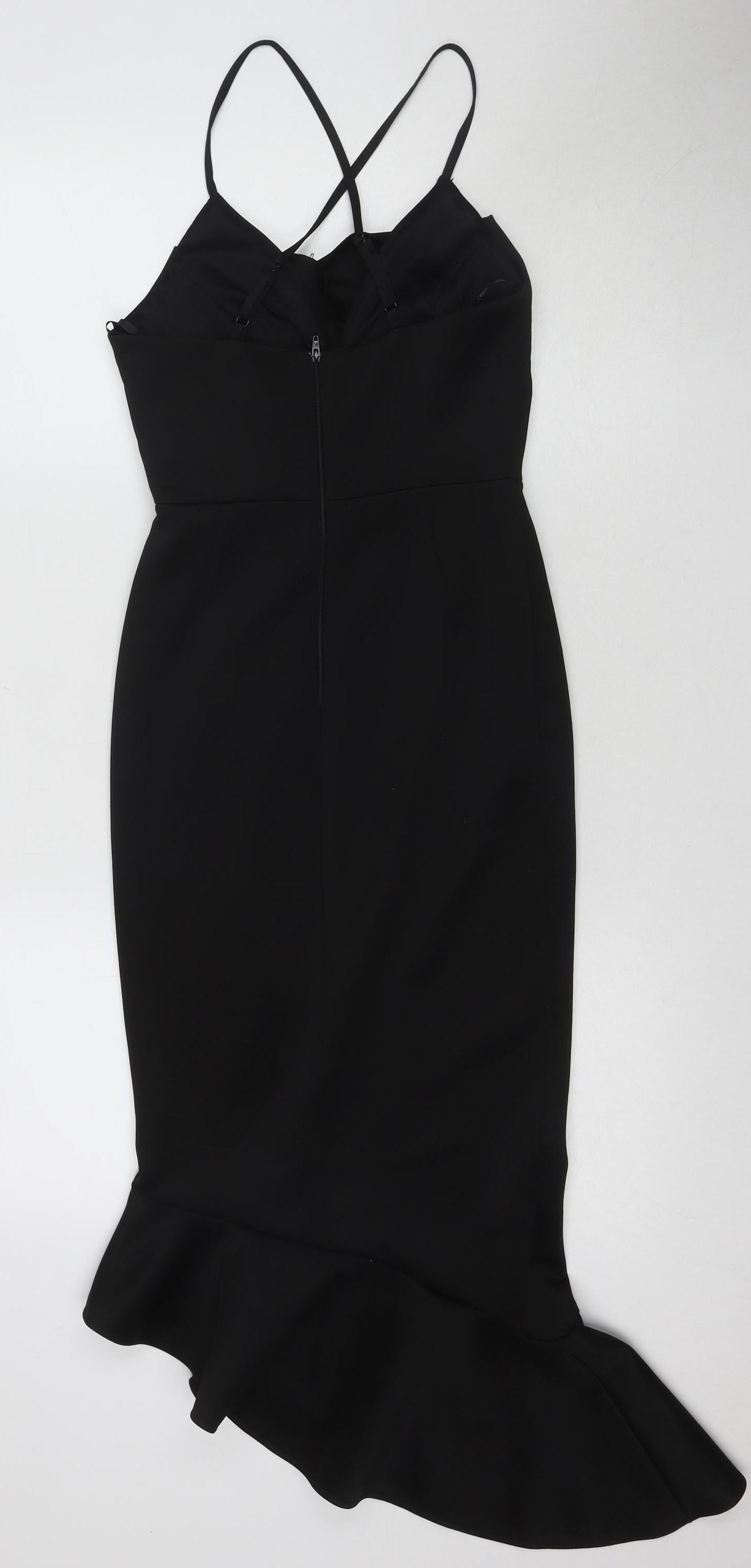 ASOS Women's Black Mermaid Midi Dress - Size 6