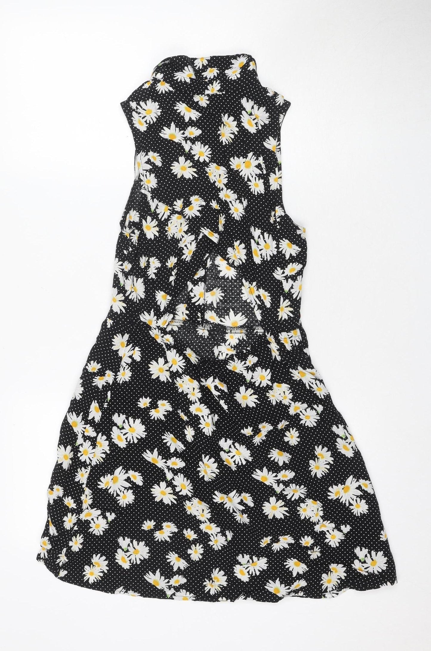 H&M Women Black Floral A-Line Dress Size 8 Sleeveless