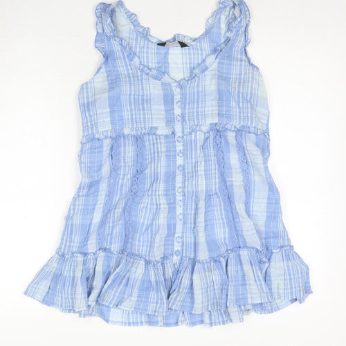 Dorothy Perkins Women Blue Check Mini Dress Size 8