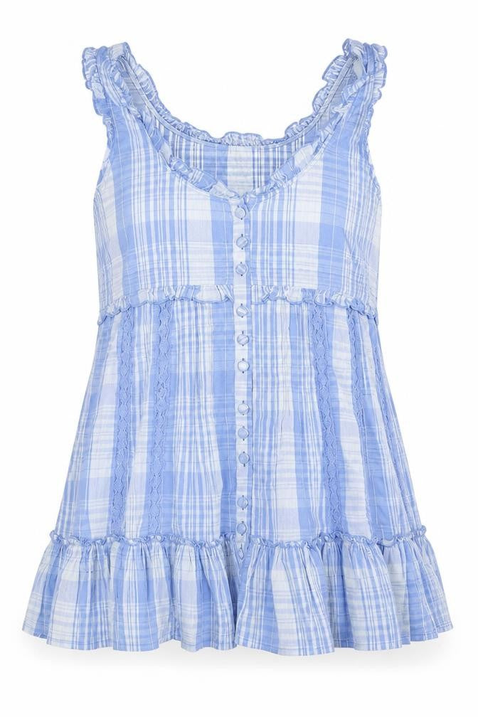 Dorothy Perkins Women Blue Check Mini Dress Size 8