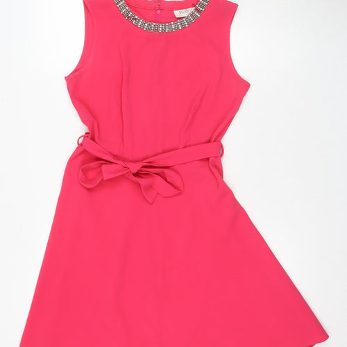Wallis Pink Sleeveless Beaded Women's Dress Size 8