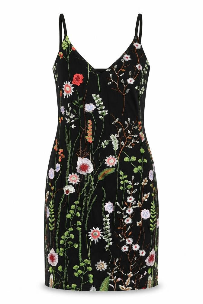 Quiz Women's Black Floral Slip Dress, Size 6, Party Wear