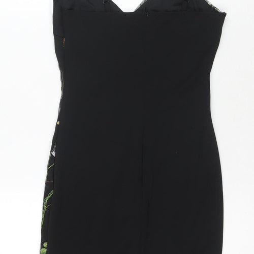 Quiz Women's Black Floral Slip Dress, Size 6, Party Wear