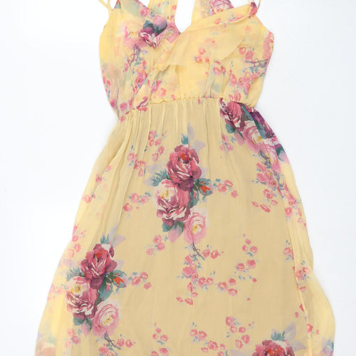 Meadow Rue Women's Yellow Floral Halter Dress, Size 6